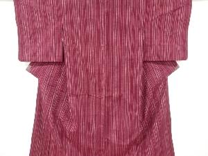 アンティーク　縞模様織出し手織り紬着物